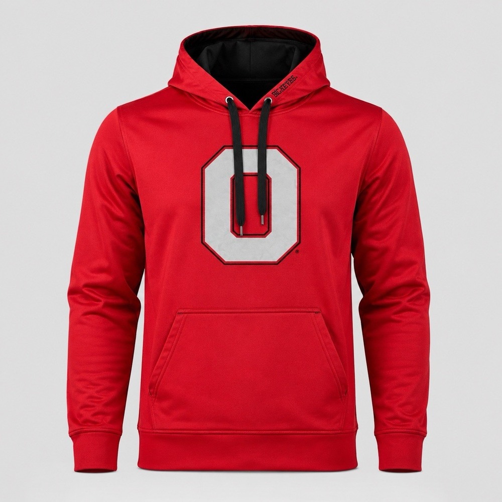 Ohio State Buckeyes Scarlet & Gray Red "O" Hoodie Sweatshirt Men's Large